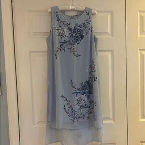White House Black Market Blue Floral High Low Dress